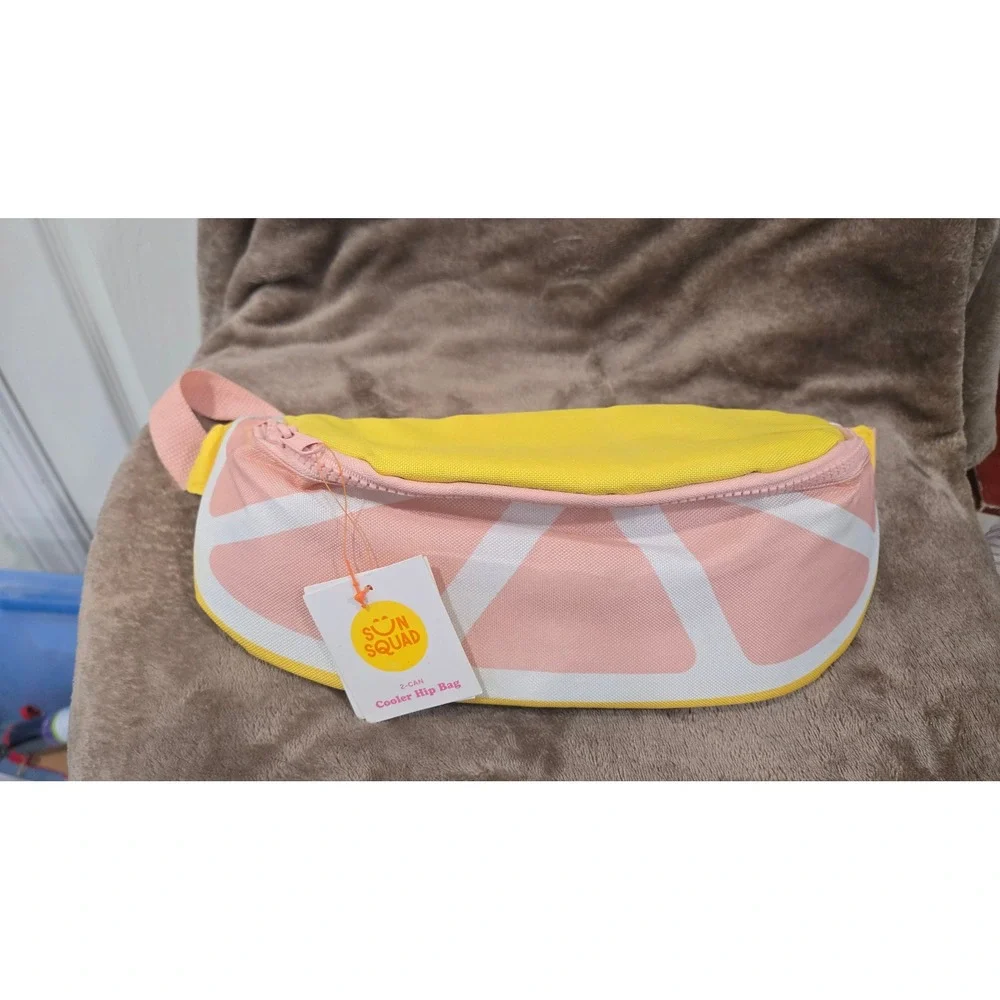 Sun Squad Cooler Hip Bag‎ Yellow Pink Citrus Fruit Print Adjustable Strap